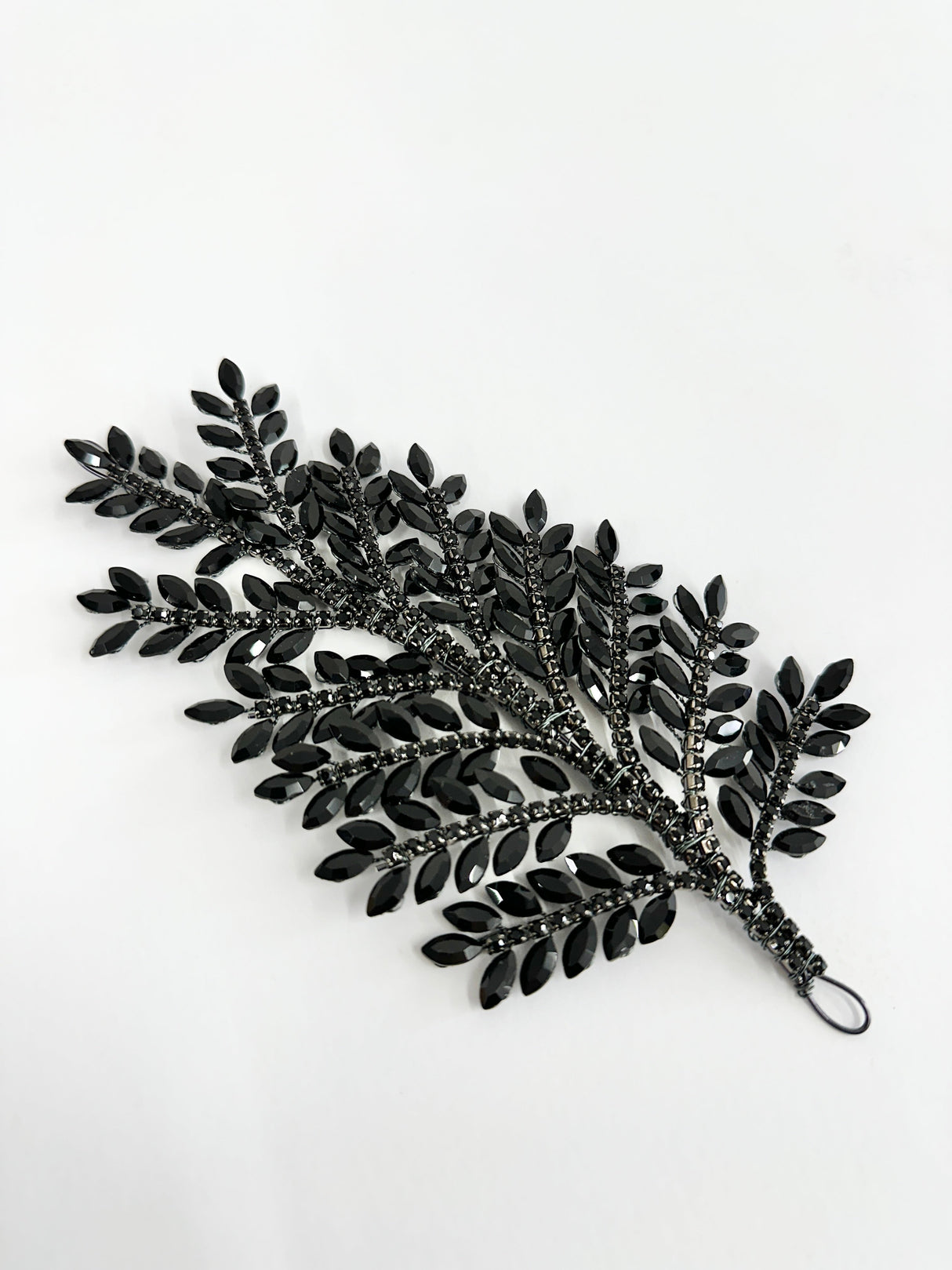 Black Bridal Leaves Rhinestone Applique