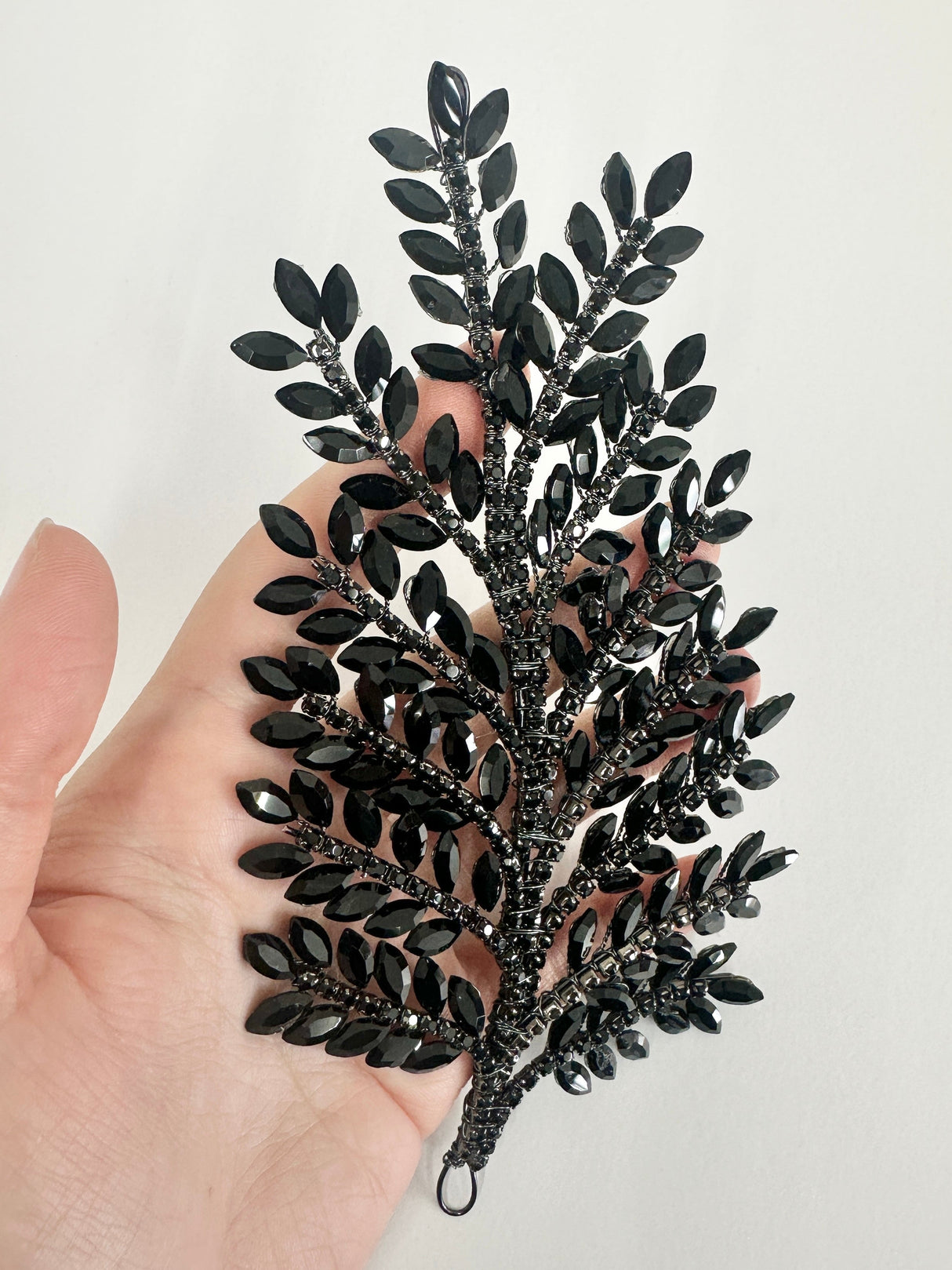 Black Bridal Leaves Rhinestone Applique