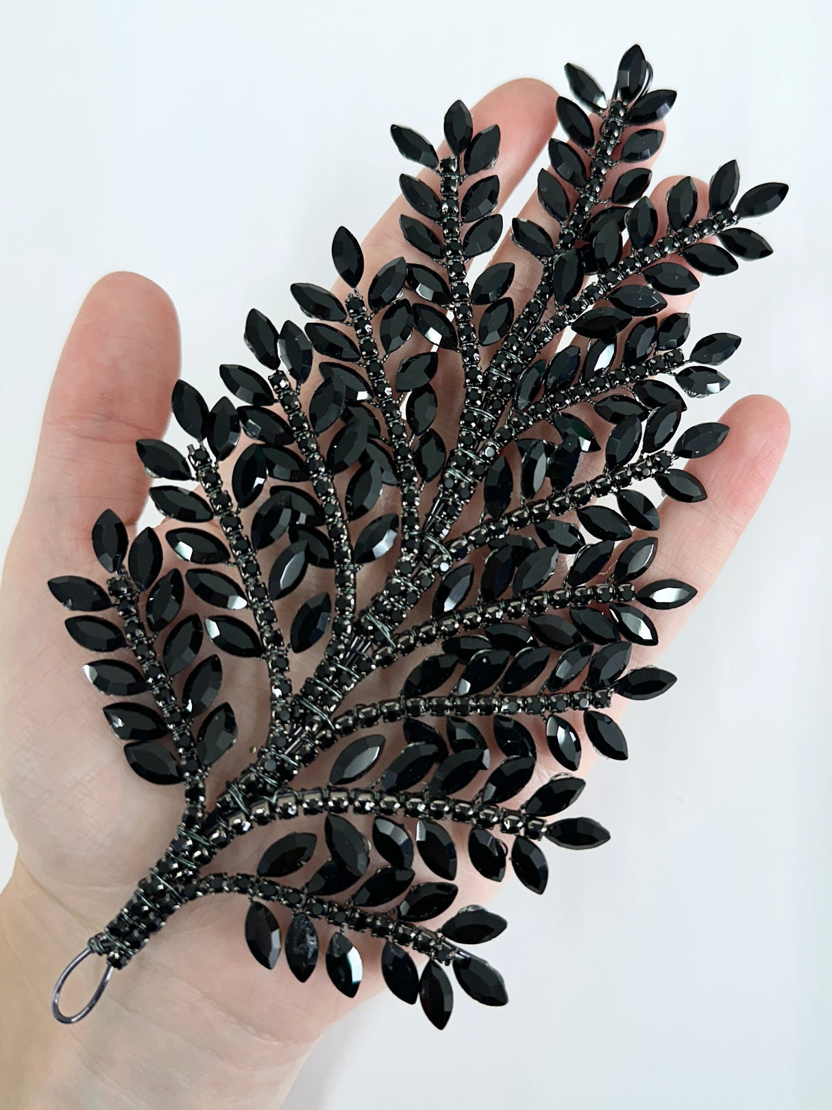 Black Bridal Leaves Rhinestone Applique