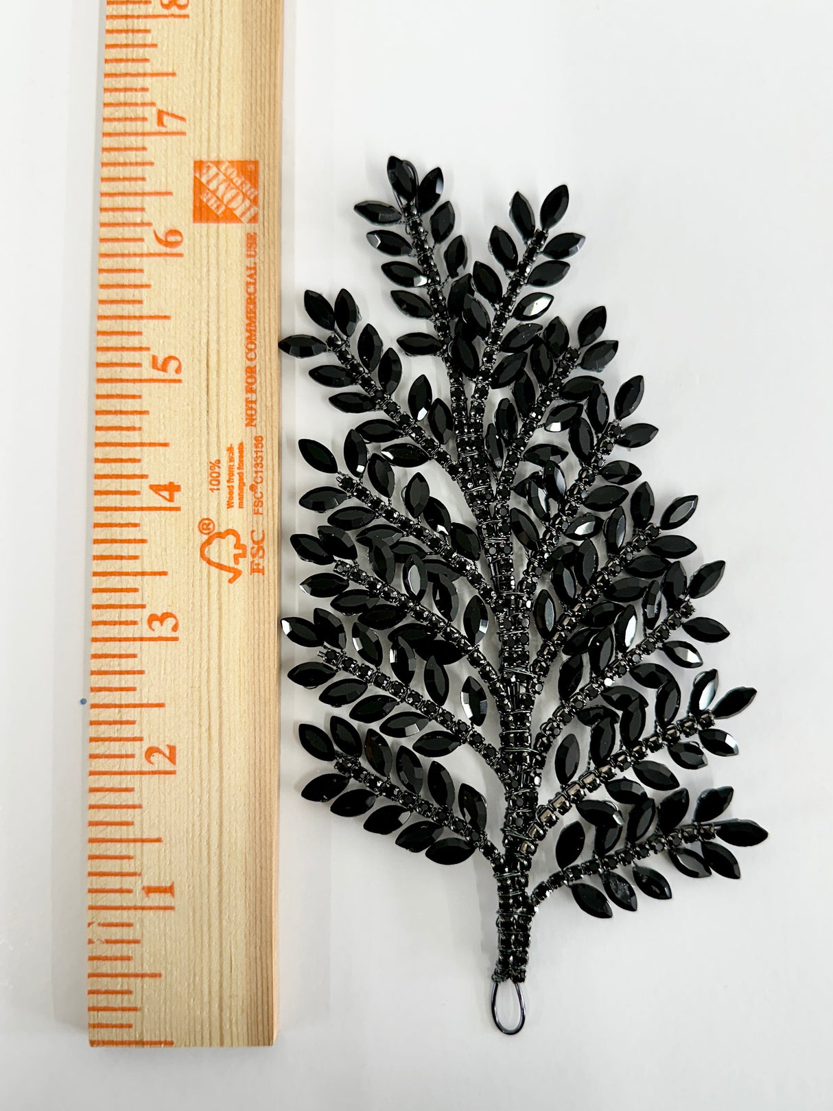 Black Bridal Leaves Rhinestone Applique