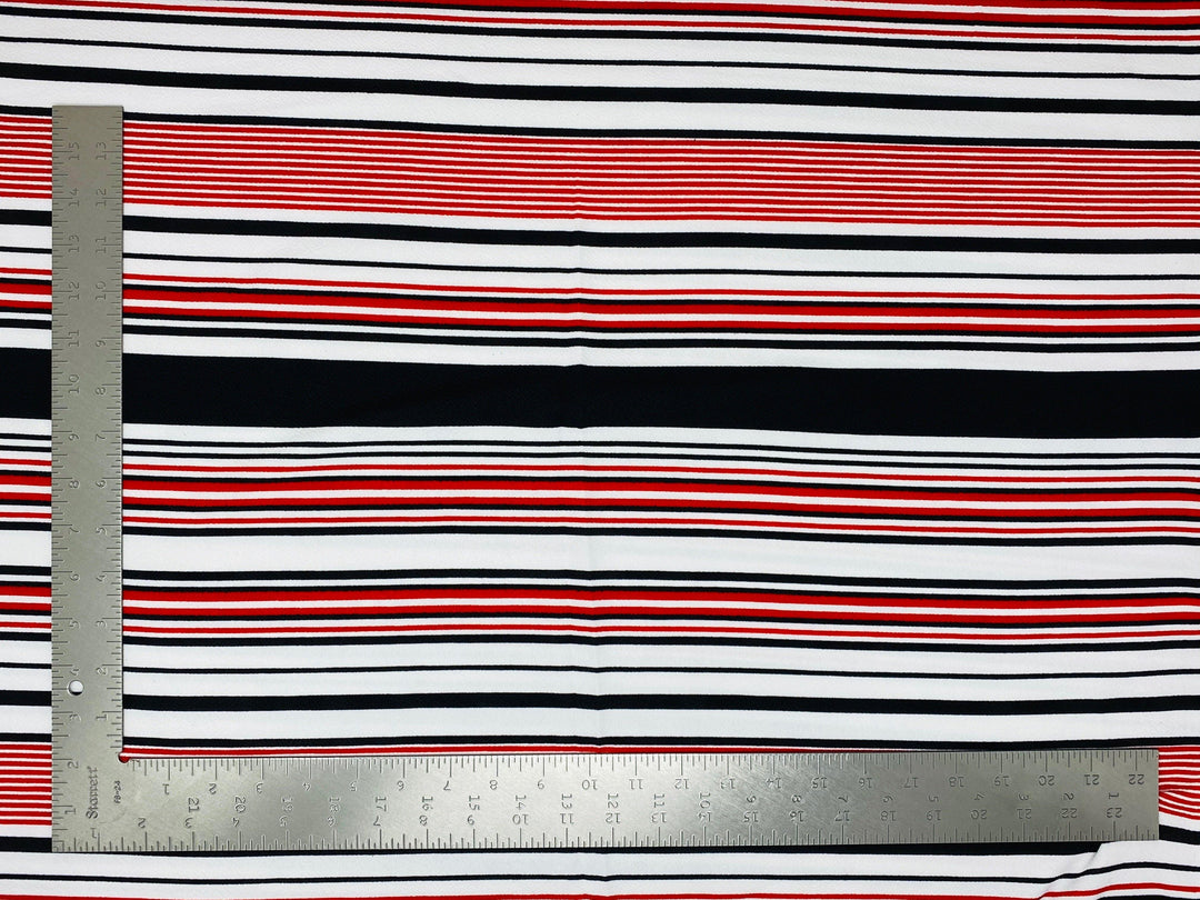 1 Yard Liverpool Knit Horizontal Multicolor Stripe Fabric for Apparel and Crafts – 58–60 Inches Wide