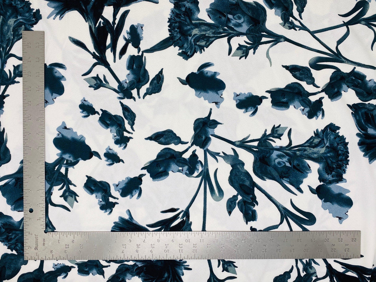 1 yard Liverpool knit floral print fabric with stretch textured crepe for dresses and skirts 60 inches