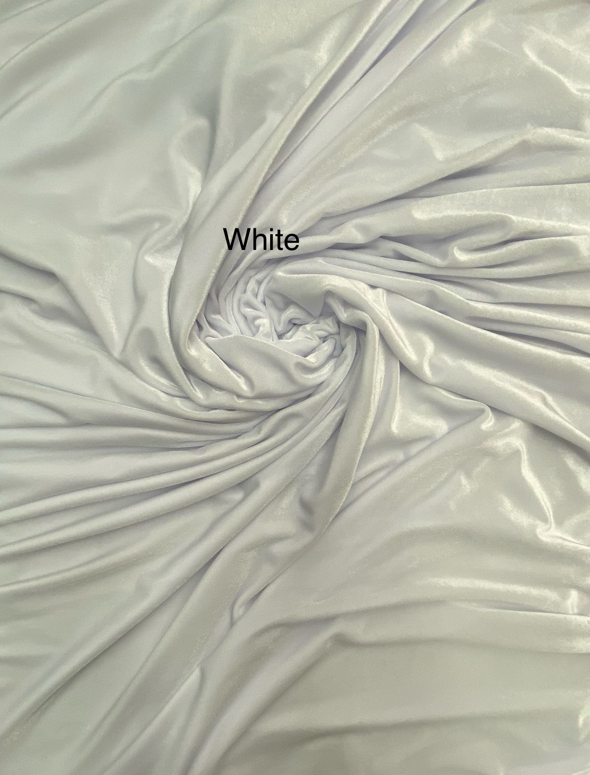 White Stretch Velvet Fabric - White, 58"-60" Width (1 Yard)
