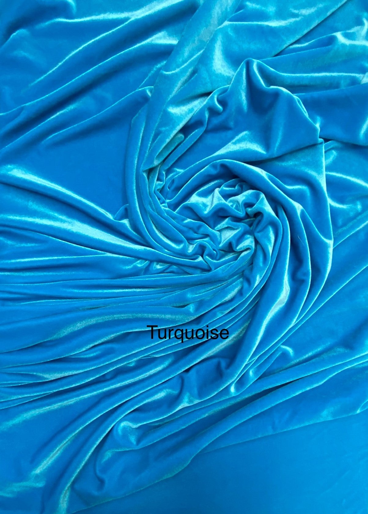 Turquoise Stretch Velvet Fabric - Turquoise, 58"-60" Width