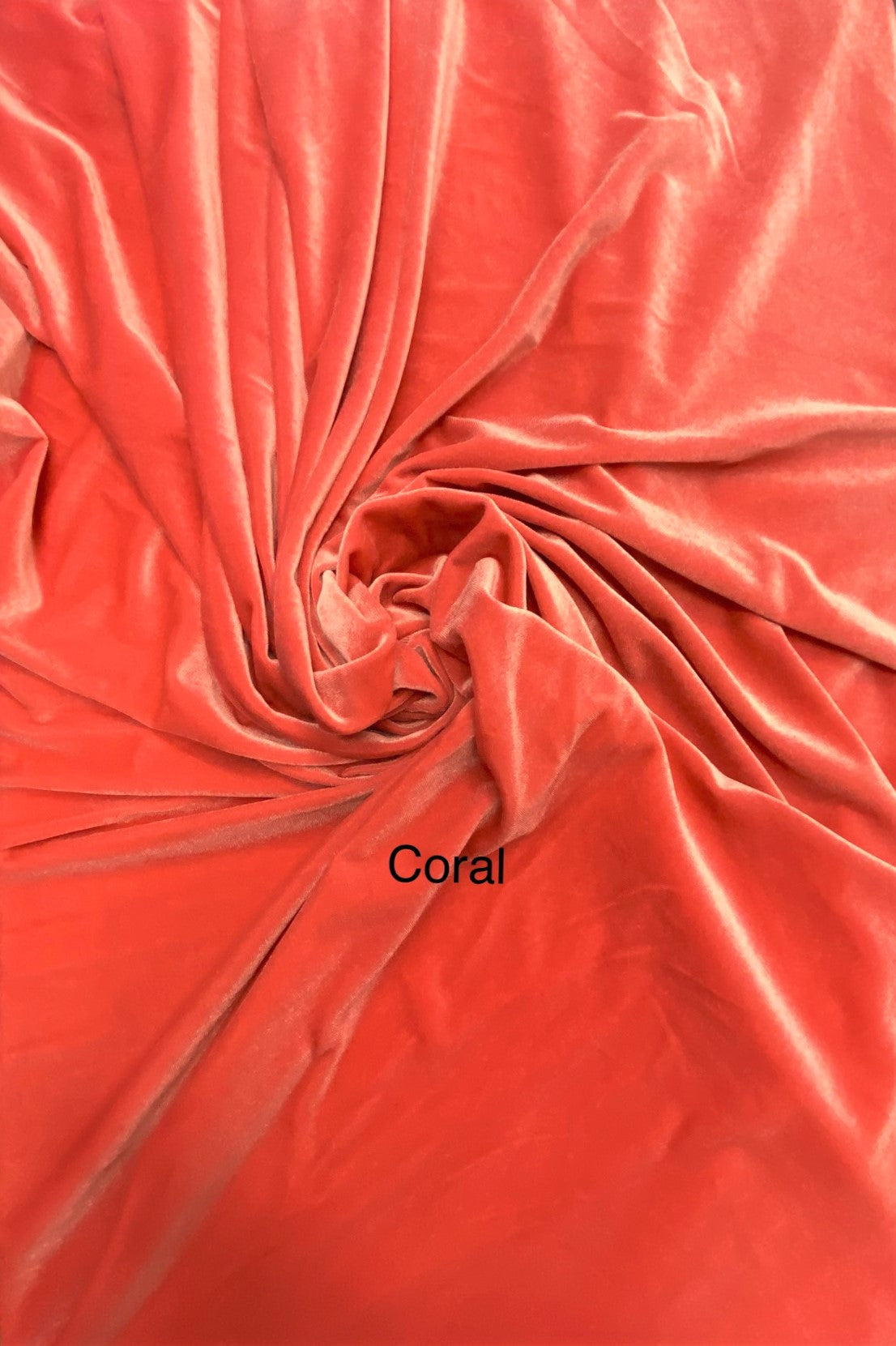 Coral Stretch Velvet Fabric - Coral, 58"-60" Width