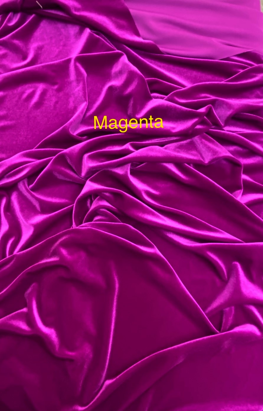 Magenta Stretch Velvet Fabric - Magenta, 58"-60" Width