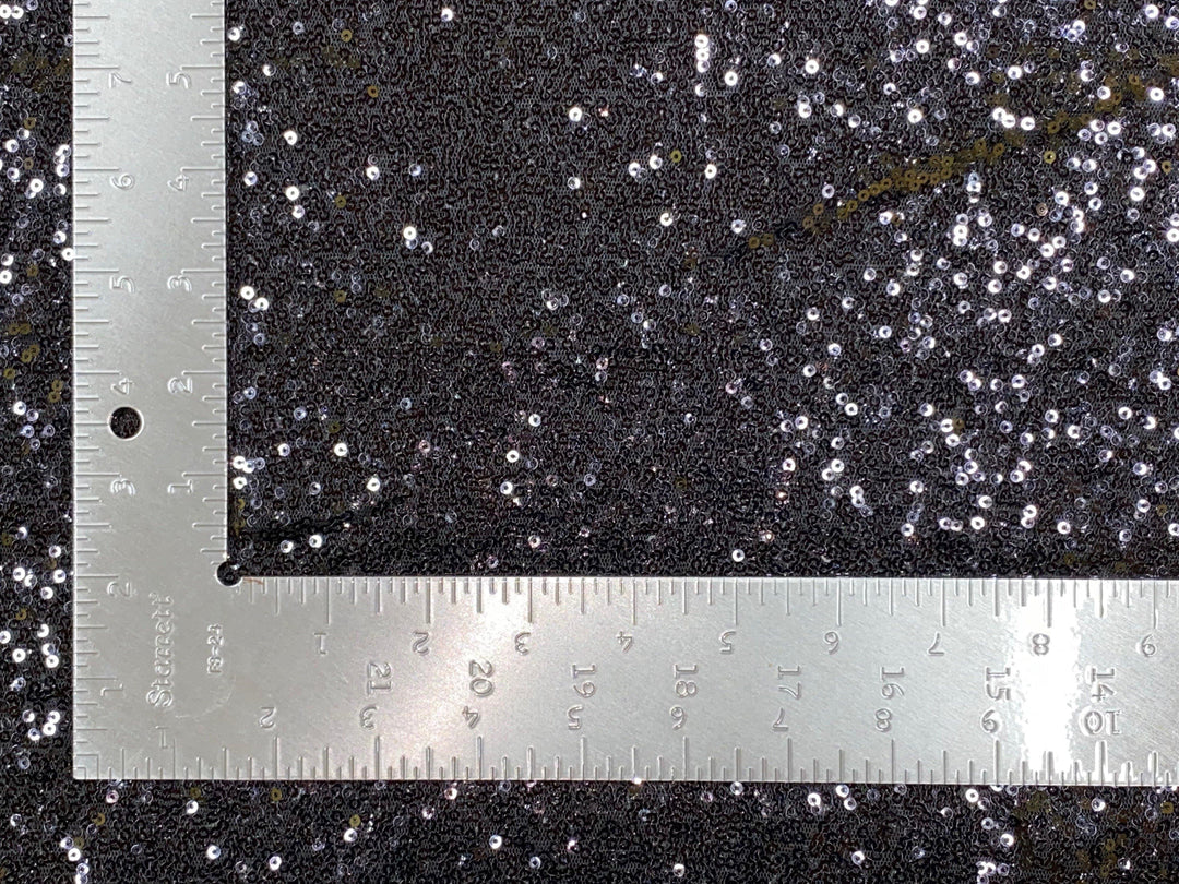 1 Yard 3mm Mini Shiny Sequins on Poly Spandex Mesh Fabric Sparkly Stretch 60 Inch Width