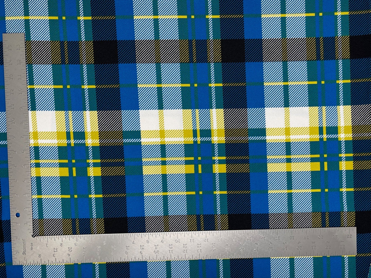 1 yard Liverpool plaid print knit fabric soft stretch material for skirts dresses tops 60 inches wide