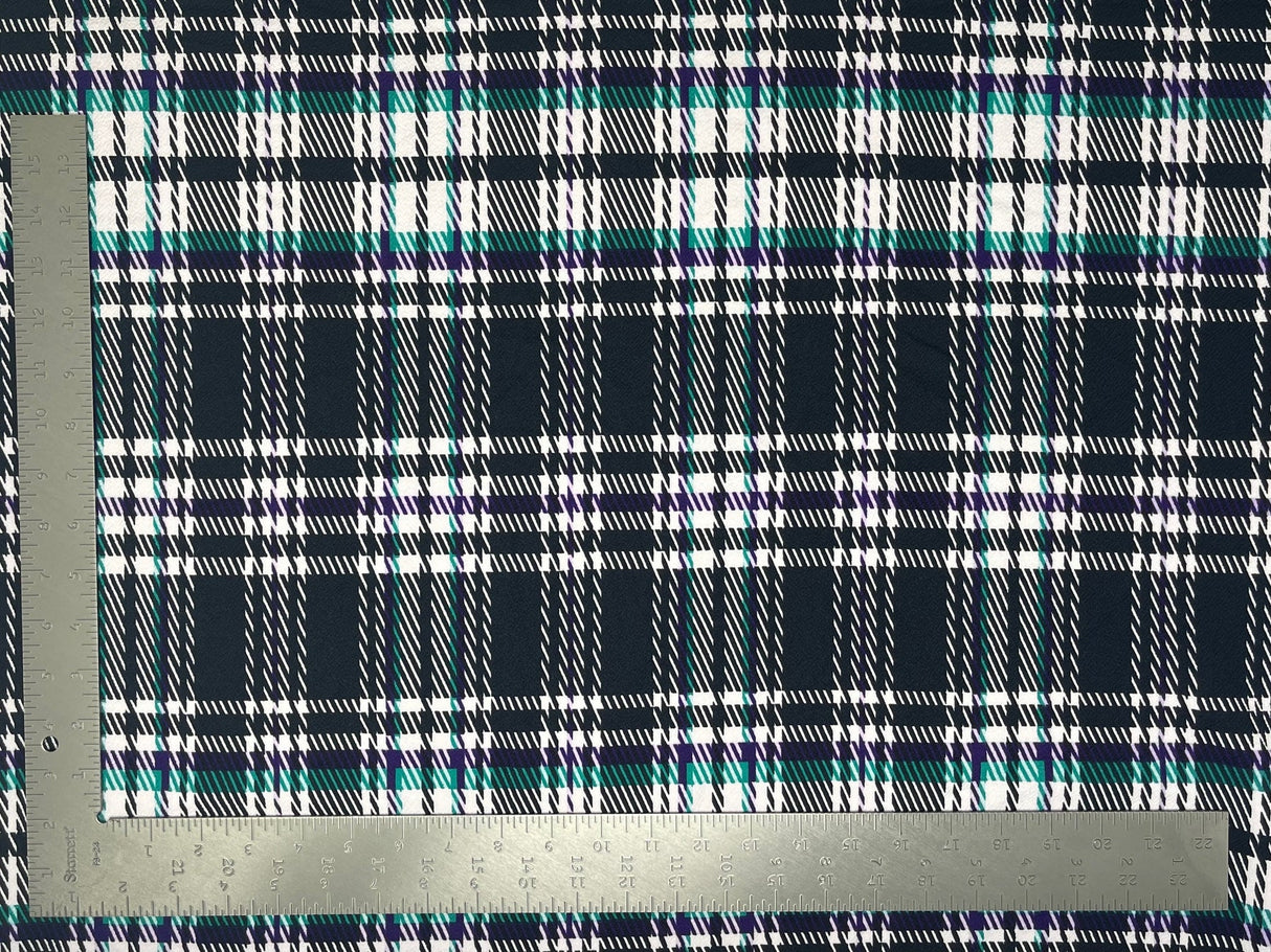 1 yard Liverpool plaid knit fabric stretchy medium weight for dresses skirts tops 60 inches wide