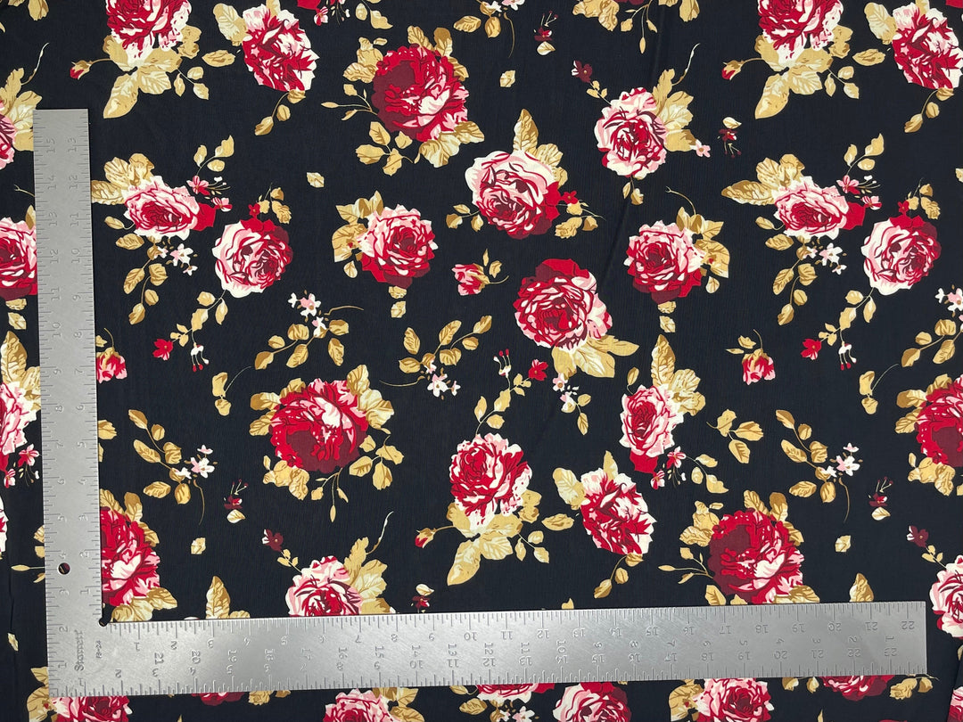 1 Yard ITY Knit Floral Print Fabric for Dresses and Apparel 60 Inches Wide