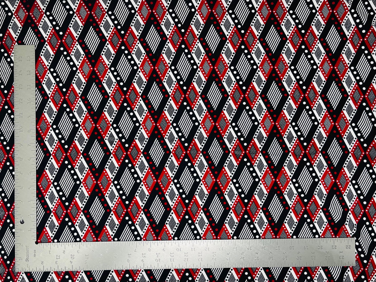 1 Yard Geometric Liverpool Knit Fabric – 60" Wide Stretch Crepe for Bold, Tailored Creations