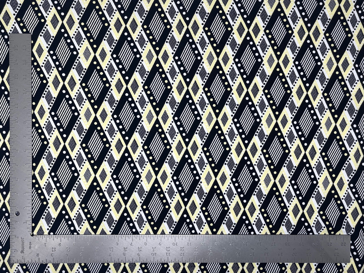 1 Yard Geometric Liverpool Knit Fabric – 60" Wide Stretch Crepe for Bold, Tailored Creations