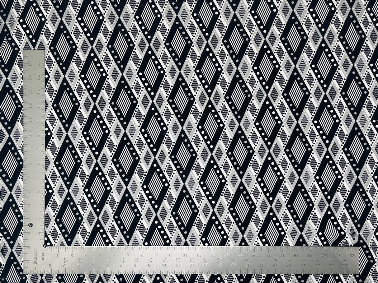 1 Yard Geometric Liverpool Knit Fabric – 60" Wide Stretch Crepe for Bold, Tailored Creations