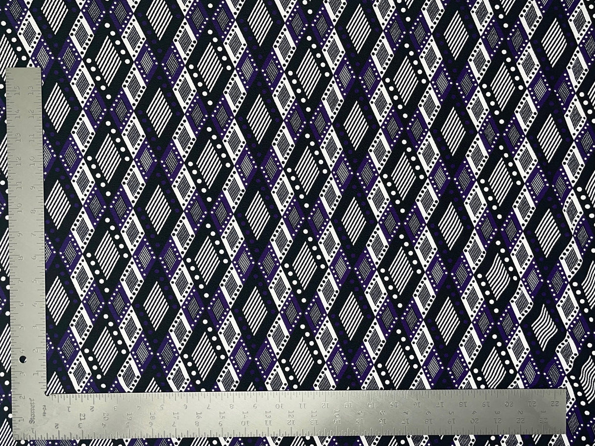 1 Yard Geometric Liverpool Knit Fabric – 60" Wide Stretch Crepe for Bold, Tailored Creations