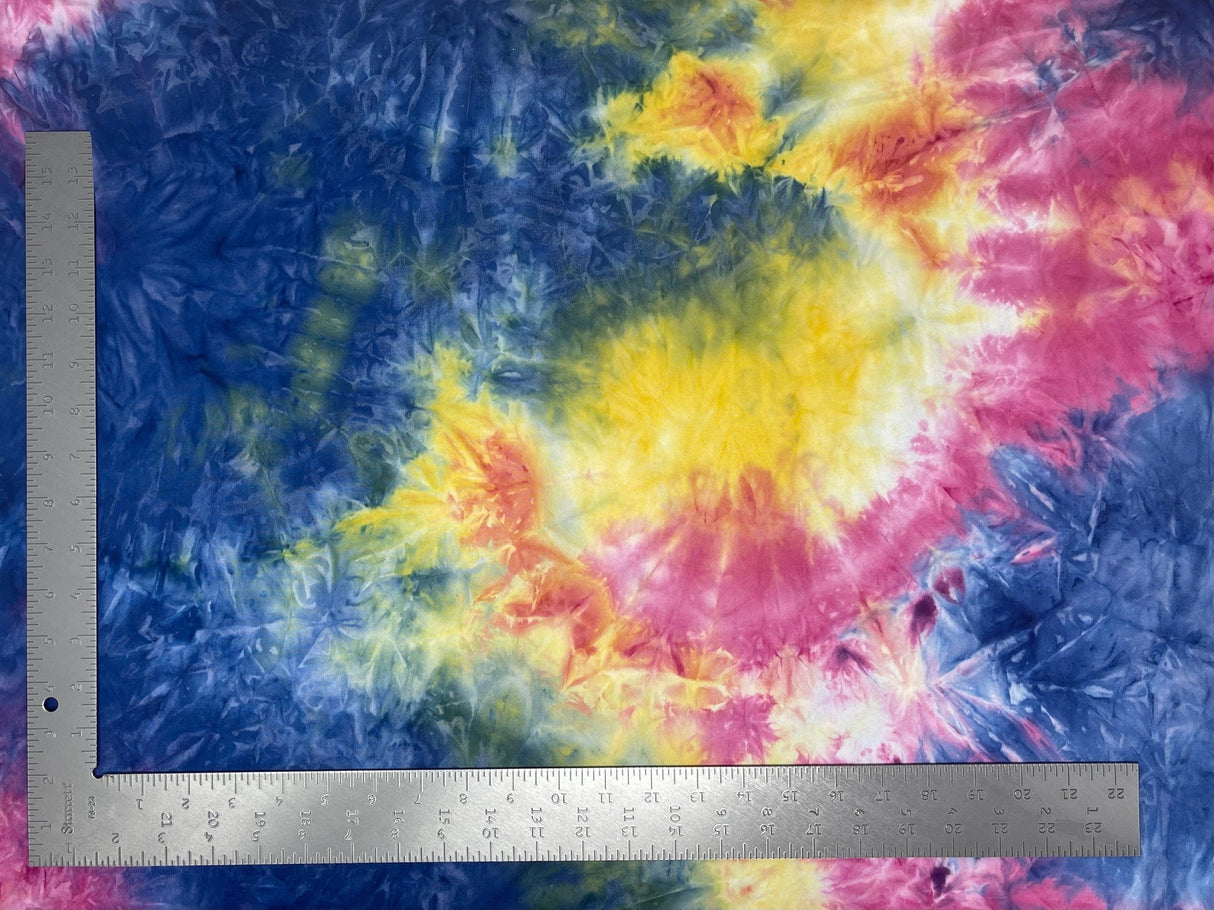1 Yard DTY Double Sided Brushed Tie Dye Knit Fabric – Lightweight Stretch Fabric with Artistic Color Burst