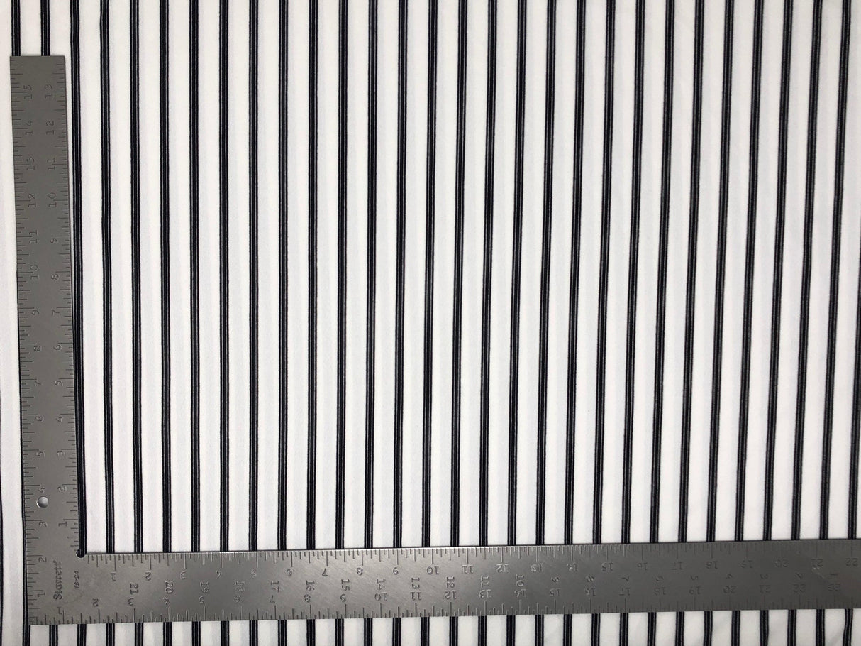 1 Yard Techno Crepe Knit Vertical Triple Stripes Print Fabric Stretch Textured 60 Inch Width