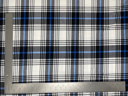 1 Yard Liverpool Knit Plaid Print Fabric – Medium Weight Stretch Crepe for Apparel and Accessories 58" 60" Width