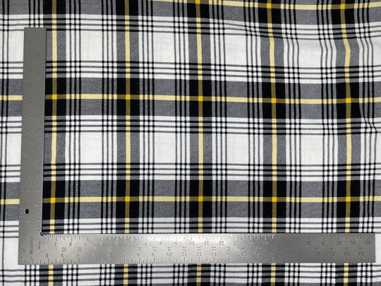 1 Yard Liverpool Knit Plaid Print Fabric – Medium Weight Stretch Crepe for Apparel and Accessories 58" 60" Width