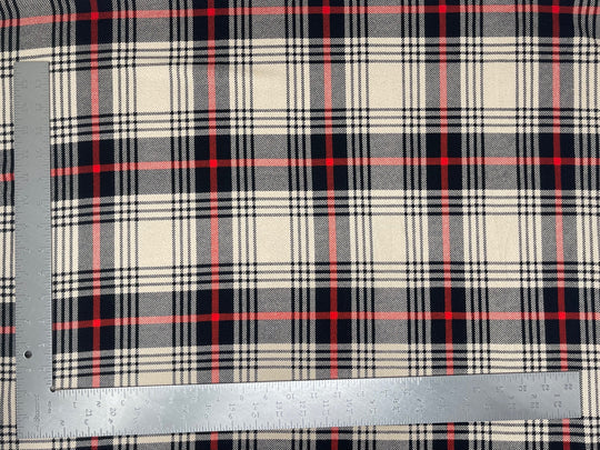 1 Yard Liverpool Knit Plaid Print Fabric – Medium Weight Stretch Crepe for Apparel and Accessories 58" 60" Width