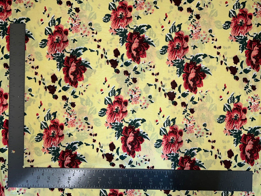 1 Yard Soft ITY Knit Floral Print Fabric For Dresses Tops Skirts Apparel Projects 60 Inch Wide