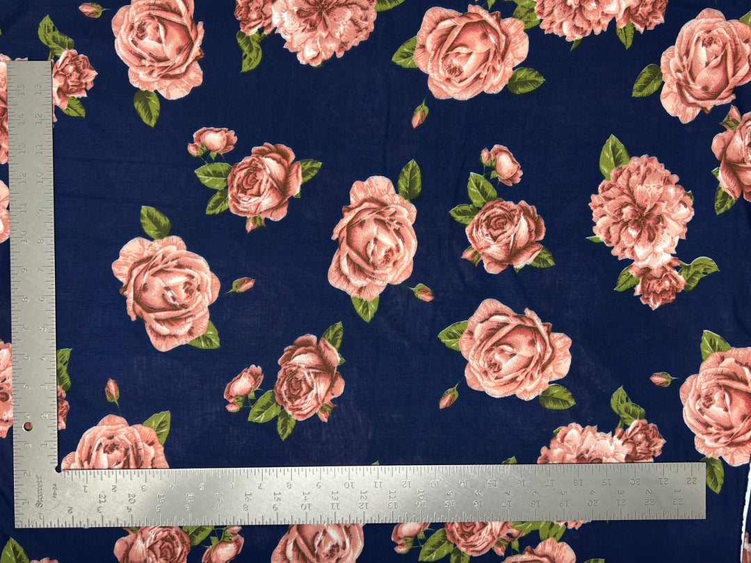 1 Yard ITY Knit Floral Print Fabric for Apparel and Dresses 60 Inches Wide