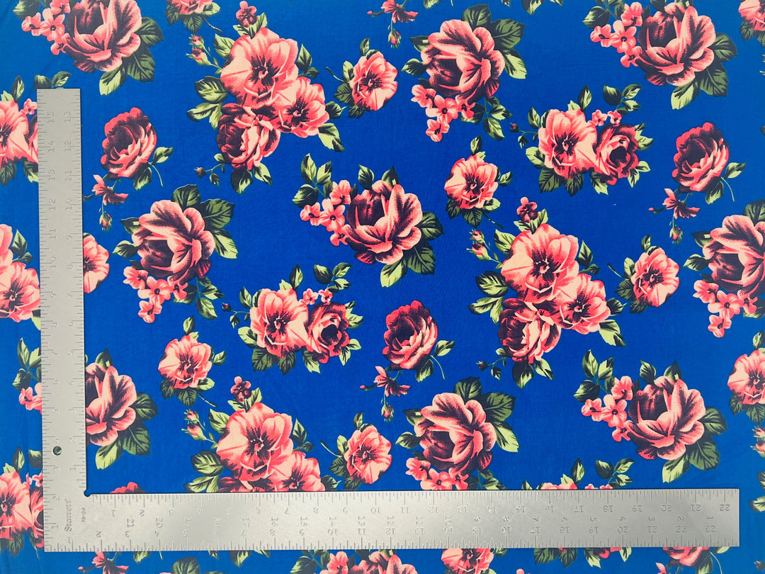 1 Yard Soft ITY Knit Floral Print Fabric For Dresses Tops Skirts Apparel Projects 60 Inch Wide