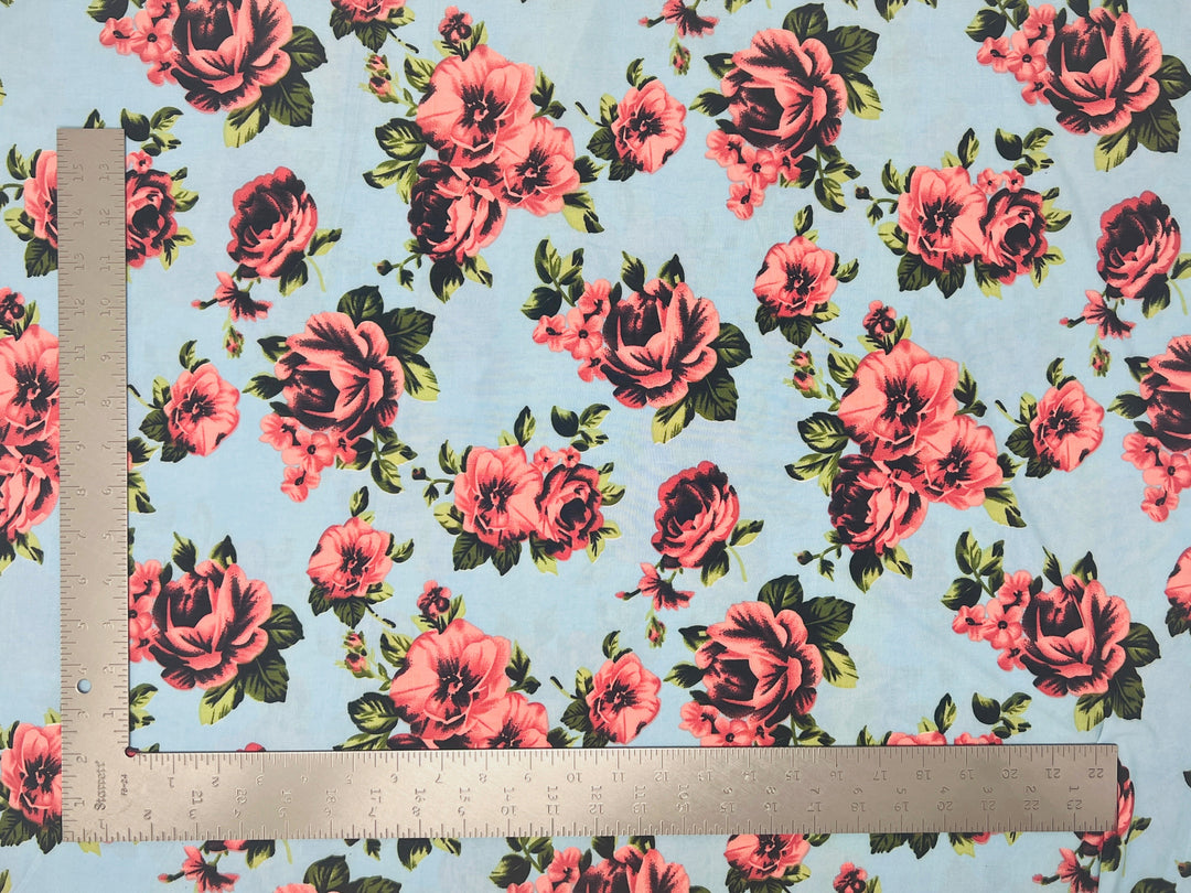 1 Yard Soft ITY Knit Floral Print Fabric For Dresses Tops Skirts Apparel Projects 60 Inch Wide