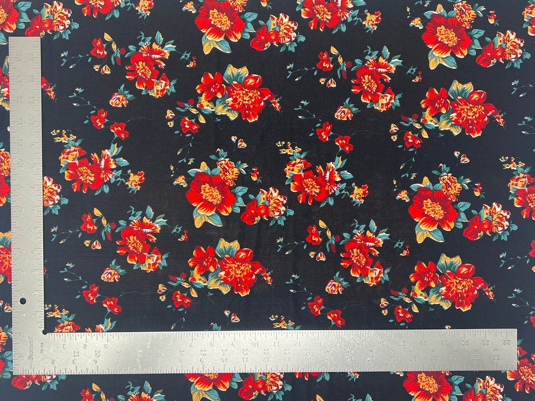 1 Yard ITY Knit Floral Print Fabric for Dresses and Apparel 60 Inches Wide