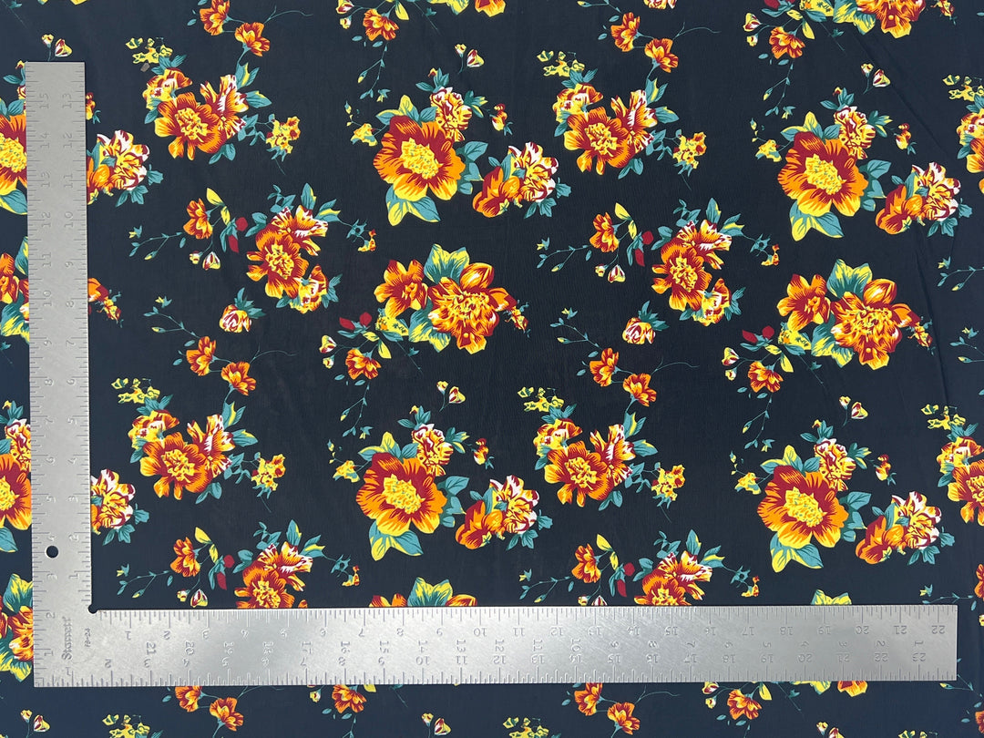 1 Yard ITY Knit Floral Print Fabric for Dresses and Apparel 60 Inches Wide