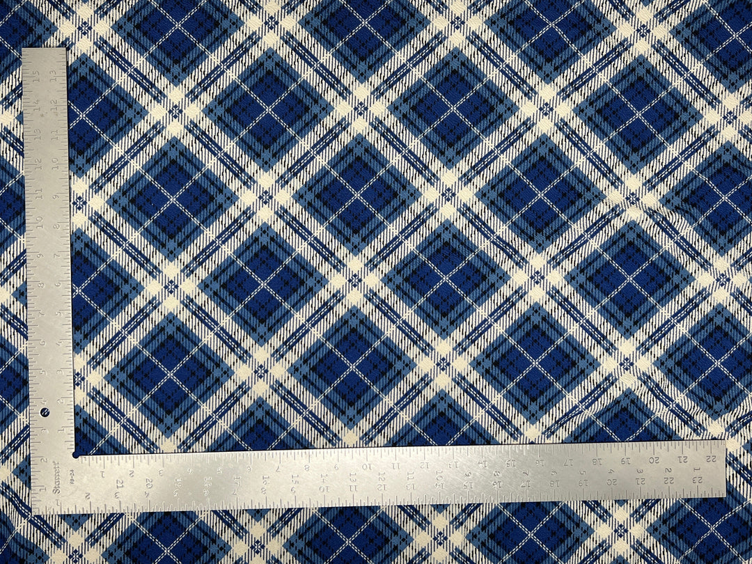 1 Yard Plaid Liverpool Knit Fabric – Stretchy Crepe Fabric for Dresses, Headbands, Skirts, Shirts – 58 Inch