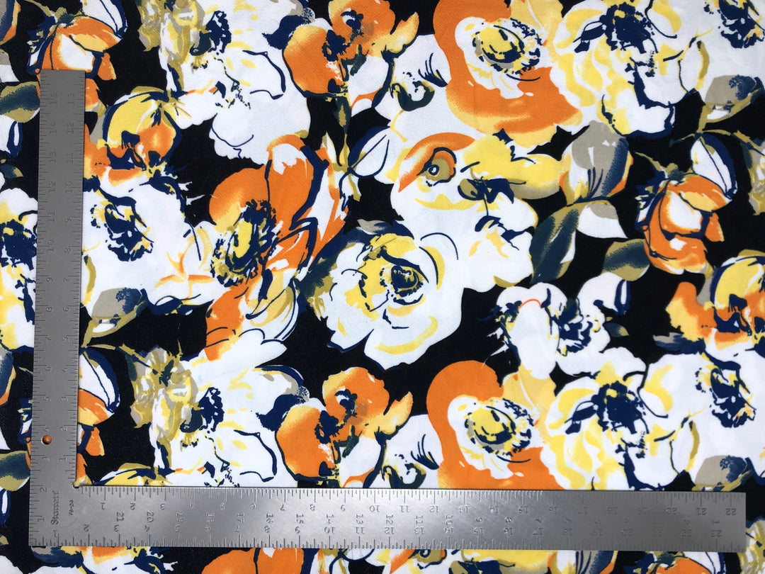 1 Yard Stretch Liverpool Knit Floral Print Fabric for Dresses, Head Wraps, Apparel Width 58 60 Inches