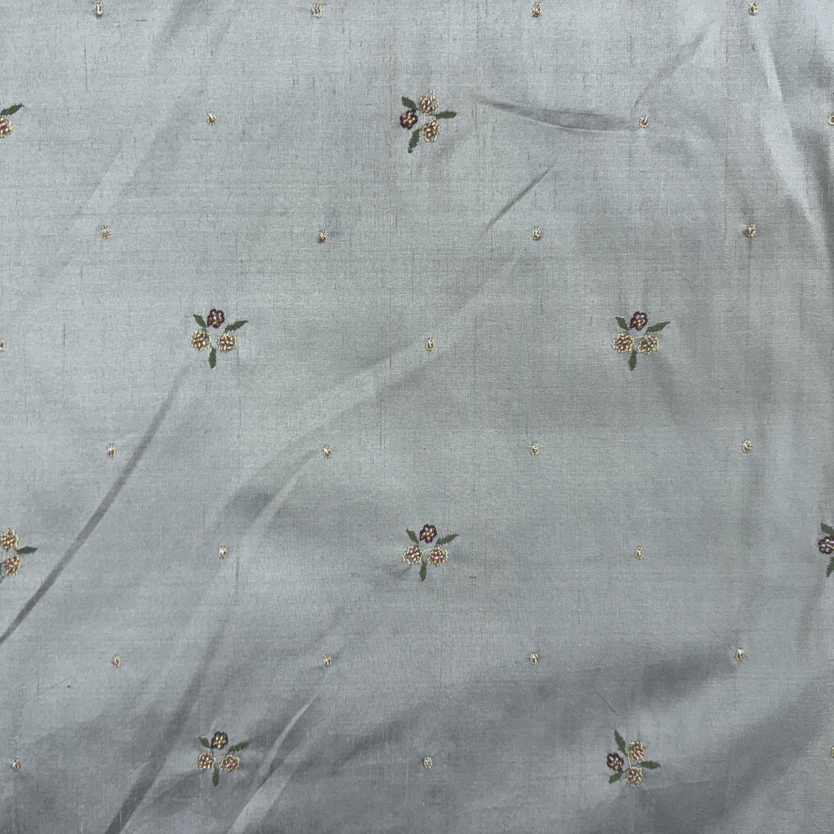 Inessa Fabric Silk Fabric - Floral Embroidered With Jewels, 54" Width (1 Yard)