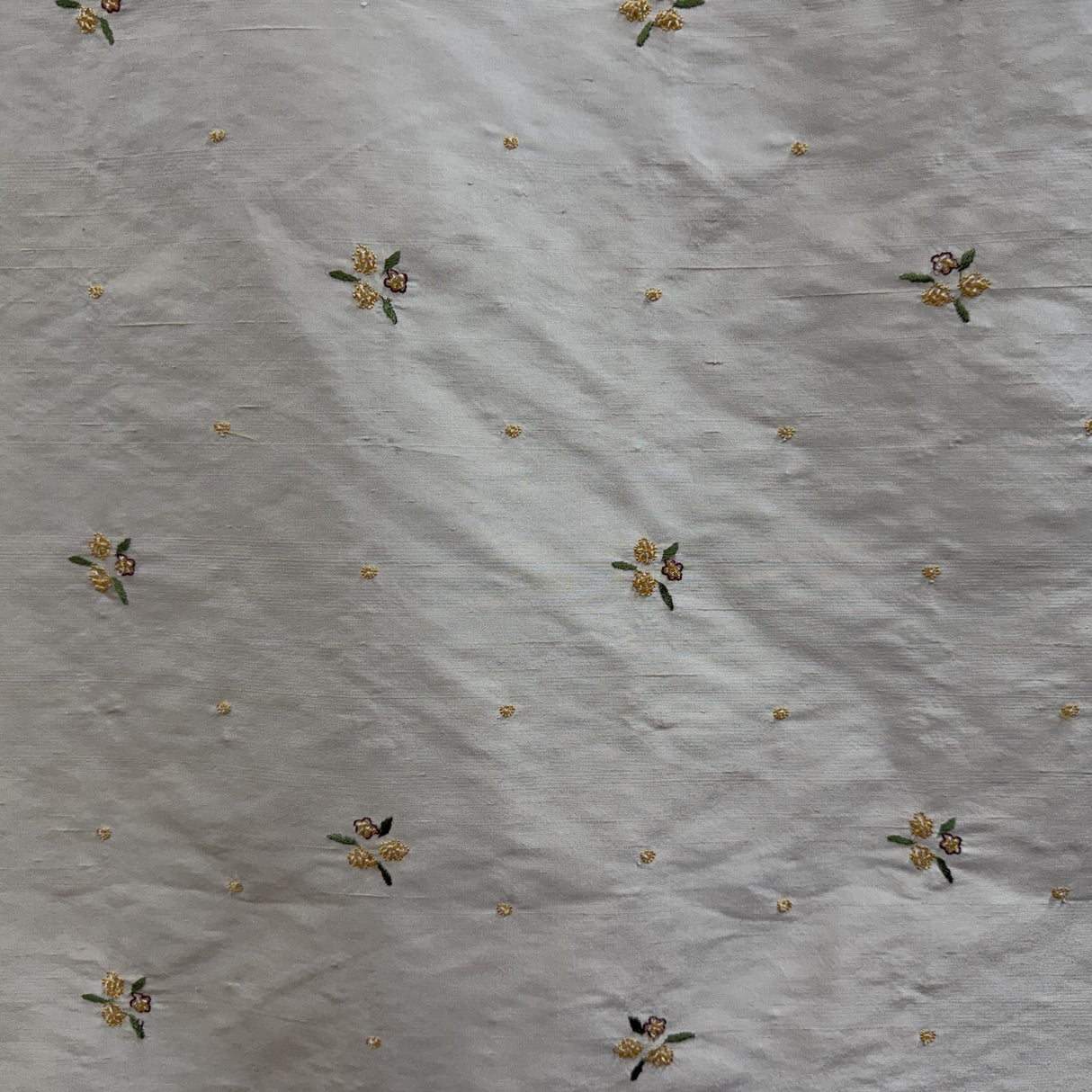 Inessa Fabric Silk Fabric - Floral Embroidered With Jewels, 54" Width (1 Yard)