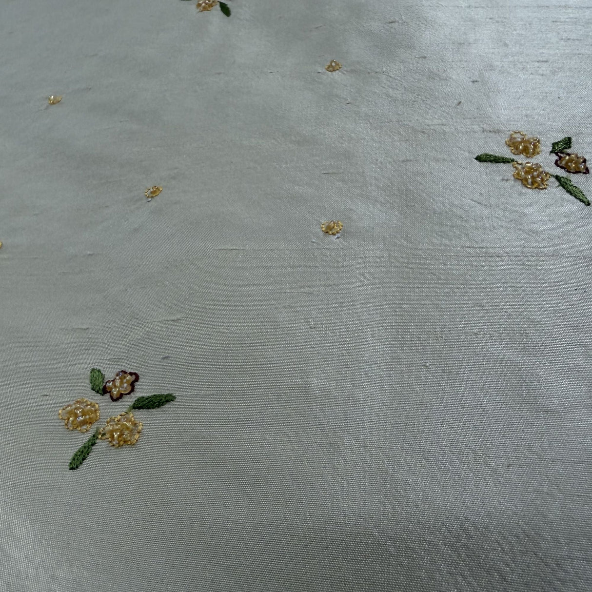 Inessa Fabric Silk Fabric - Floral Embroidered With Jewels, 54" Width (1 Yard)