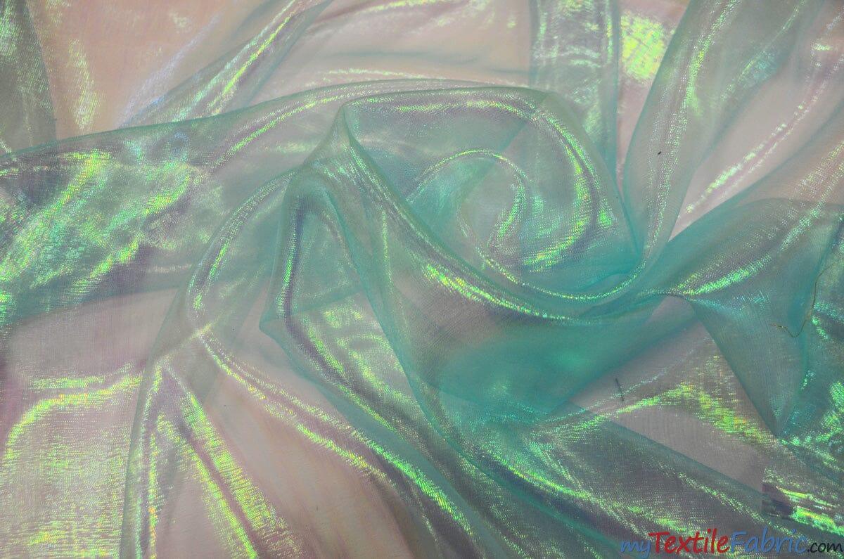 Iridescent Pearl Organza Polyester Fabric - Sheer Holographic, 58/60" Width (1 Yard)