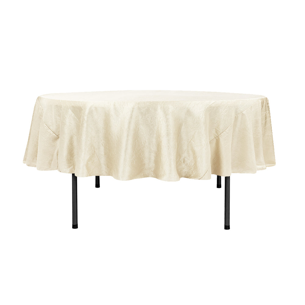 90″ Ivory Crinkle Crushed Taffeta Round Tablecloth