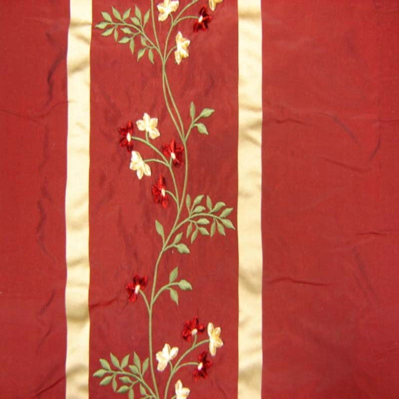 Ivy Silk Fabric - Striped Floral Embroidered, 54" Width (1 Yard)