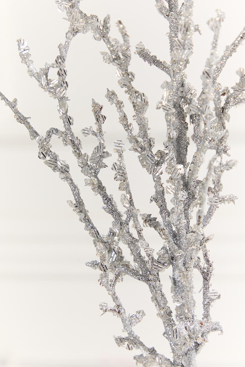 32" Silver Iced Sequin Bead Spray