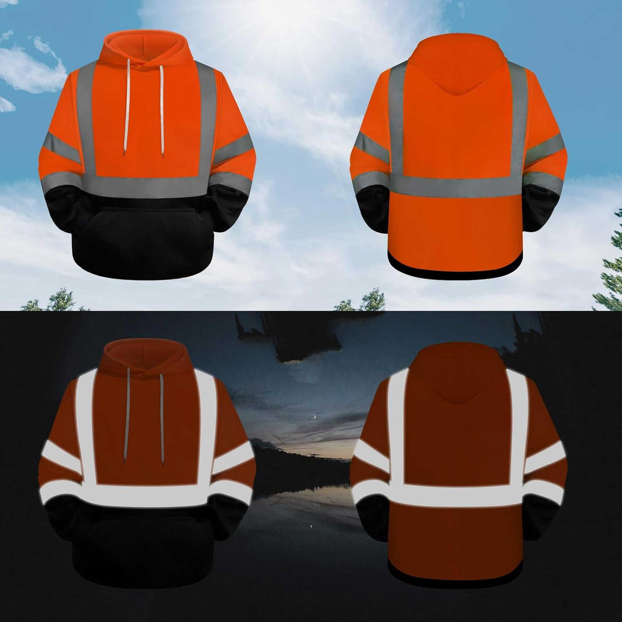 Fullzip Reflective Fleece Hoodie - 10 Pack - 7.62oz/yd2 - 100% Polyester