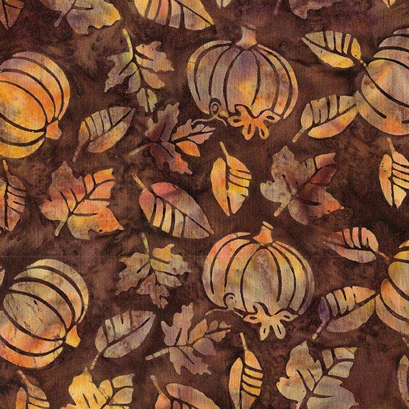 Batik Cotton Pumpkin Leaves Brown Bronze Island Batik