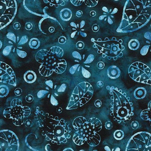 Batik Cotton Island Batik Country Charm Teal Ravine Paisley With Dots