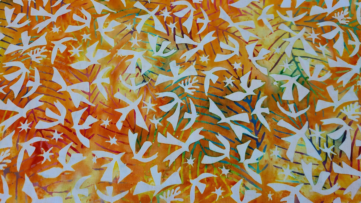 Batik Cotton Sunkist Soleil Matisse Birds Orange Island Batik