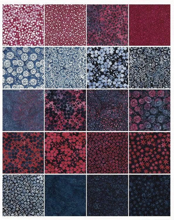 Layer Cake Red, White, and Bloom-ST Floral Batik Pre-Cut