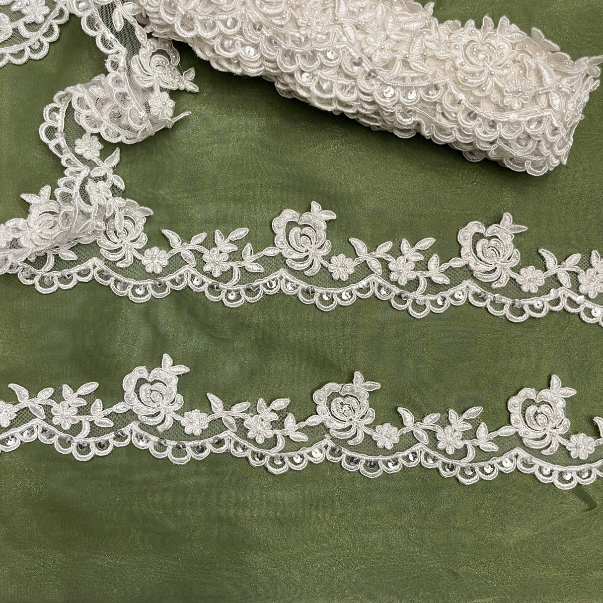 Beaded Corded Lace Trim