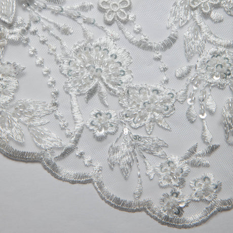 1 Yard Exquisite Embroidered Tulle Lace with Applique and 3D Design Fabric 52" Wide
