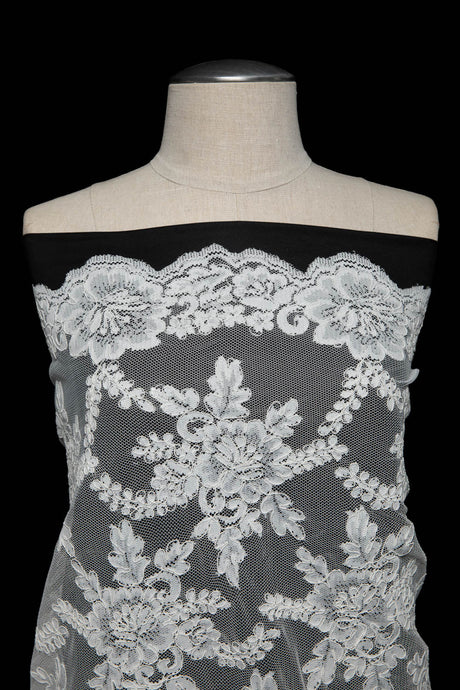 1 Yard Elegant Re-Embroidery Lace Fabric with Cord,52"/54" Wide Exquisite Design