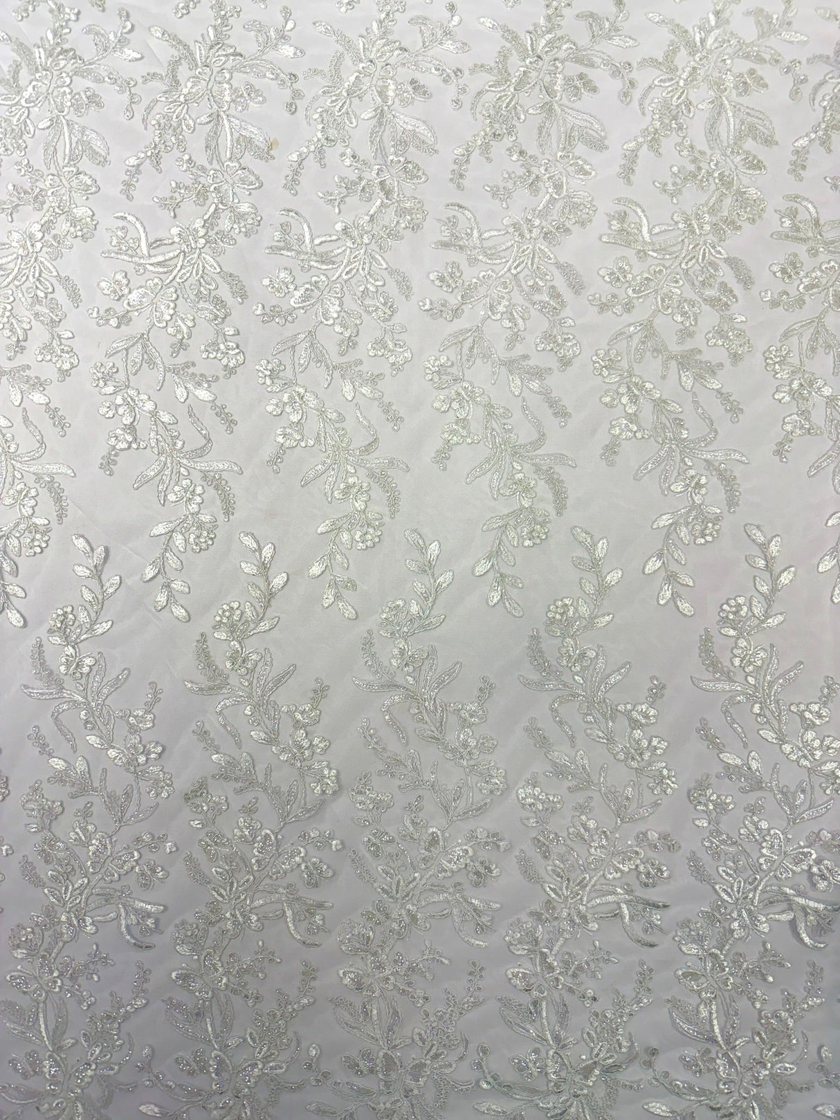 Butterfly Corded Lace Fabric - Butterfly Embroidery, Metallic Sequins, 54" Width (1 Yard)
