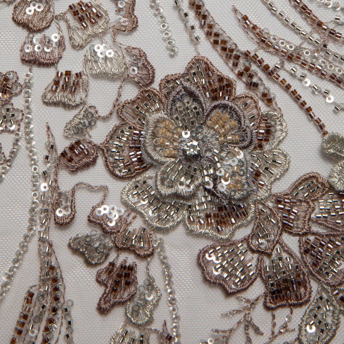 1 Yard Embroidered Tulle Lace Fabric with Incredible Floral Design, 52" Wide