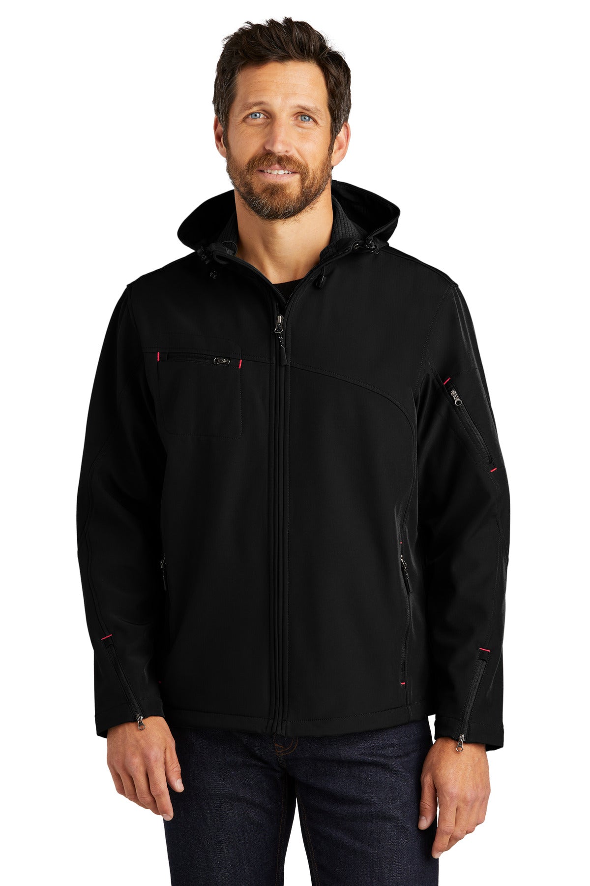 Port Authority® Textured Hooded Soft Shell Jacket