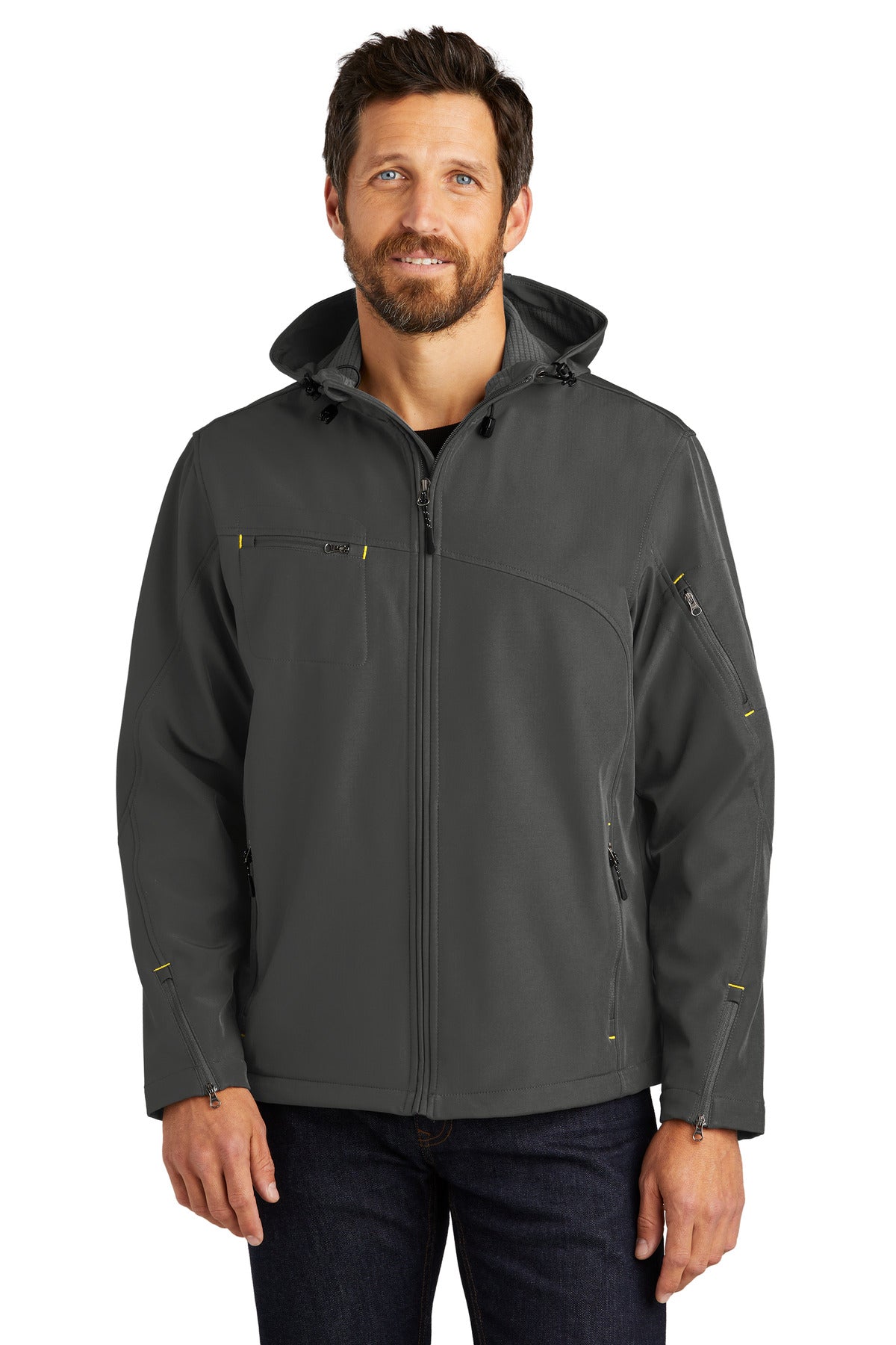Port Authority® Textured Hooded Soft Shell Jacket